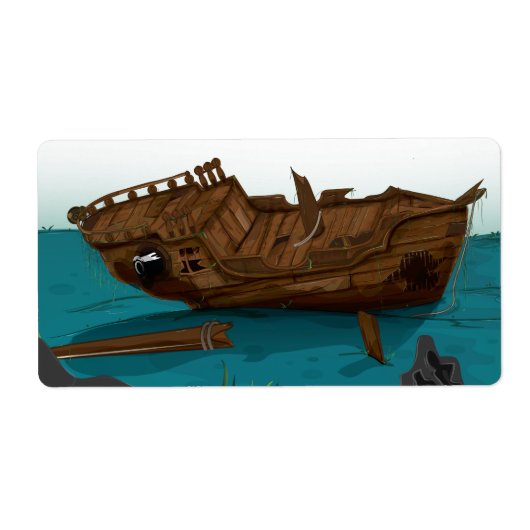 Scheepswrak onder water etiket (Voorkant)
