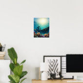 Scheepswrak onder water op een rif poster (Thuiskantoor)