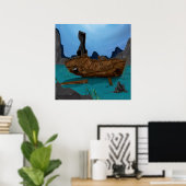 Scheepswrak onder water poster (Thuiskantoor)