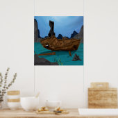 Scheepswrak onder water poster (Keuken)