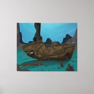 Scheepswrak onderwater canvas afdruk