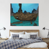Scheepswrak onderwater canvas afdruk (Insitu (Slaapkamer))