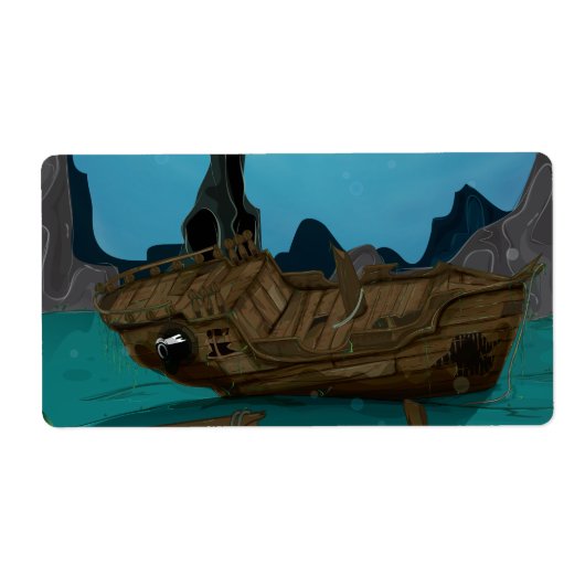 Scheepswrak onderwater etiket (Voorkant)