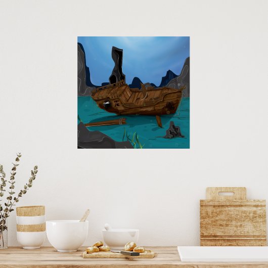 Scheepswrak onderwater poster (Keuken)