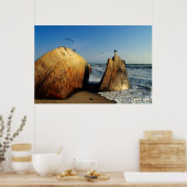 Scheepswrak op strand, Skeleton Coast, Namibië Poster (Keuken)