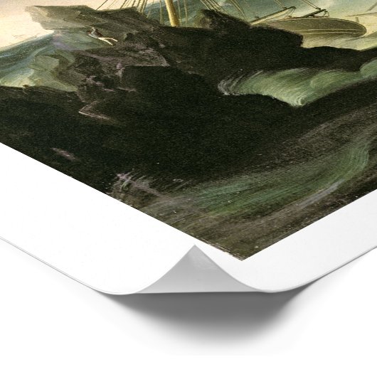 Scheepswrak van een Rocky Coast (olie op canvas) Poster (Hoek)