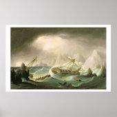 Scheepswrak van een Rocky Coast (olie op canvas) Poster (Voorkant)
