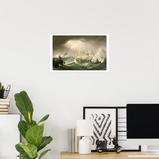 Scheepswrak van een Rocky Coast (olie op canvas) Poster (Thuiskantoor)