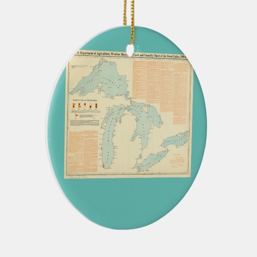 Scheepswrakken van de  Grote Meren - kaart 1894 Keramisch Ornament (Rechts)