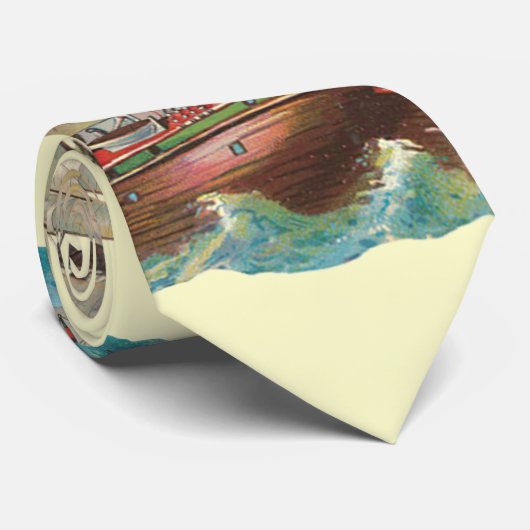  scheepszeil over blauw Zee, zilveren Mannen Strop Stropdas (Opgerold)