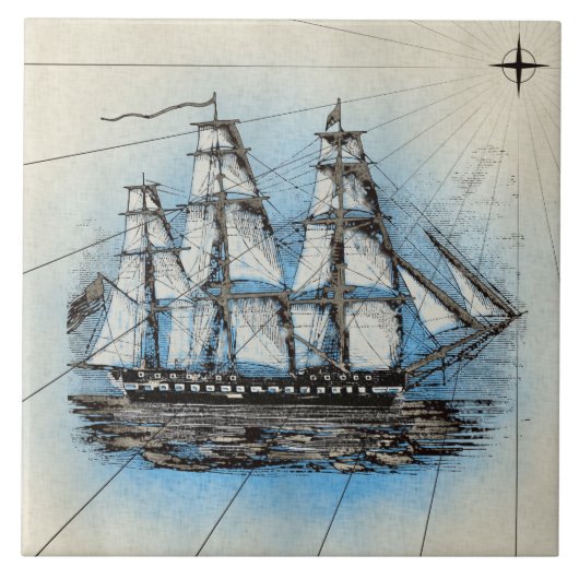 Scheepszeilaccentuel Tegeltje (Voorkant)