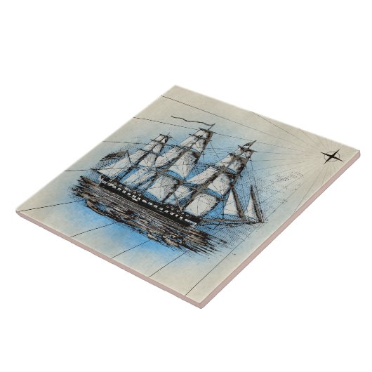 Scheepszeilaccentuel Tegeltje (Zijkant)