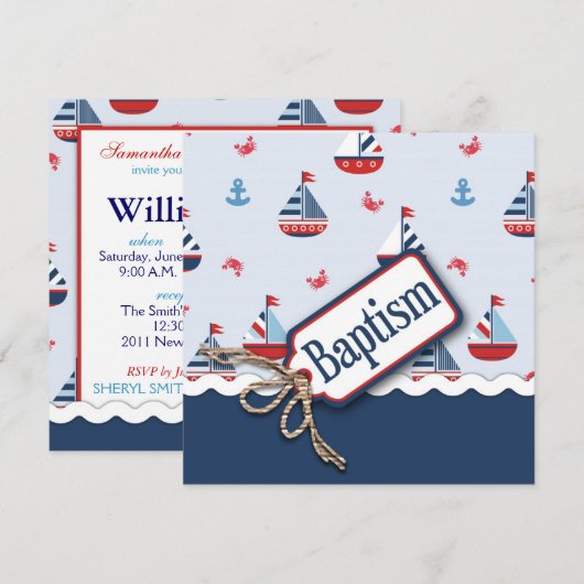Scheepvaart Ahoy! Baptisme Square 2 Kaart (Voorkant / Achterkant)
