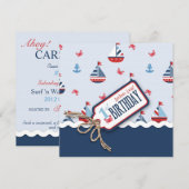 Scheepvaart Ahoy Birthday Invite Square 1 Kaart (Voorkant / Achterkant)