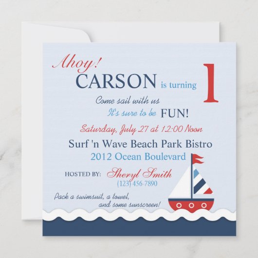 Scheepvaart Ahoy Birthday Invite Square 1 Kaart (Achterkant)