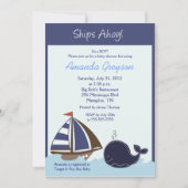 Scheepvaart Ahoy Blue Whale 5x7 Baby shower Invita Kaart (Voorkant)