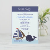 Scheepvaart Ahoy Blue Whale 5x7 Baby shower Invita Kaart (Staand voorkant)