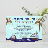 Scheepvaart Ahoy Christelijk Baby shower Uitnodigi Kaart (Staand voorkant)
