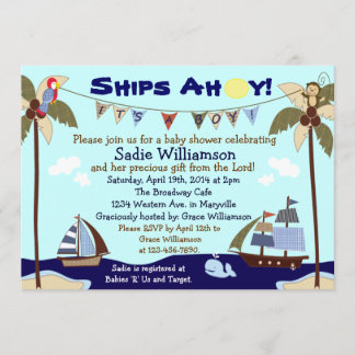 Scheepvaart Ahoy Christelijk Baby shower Uitnodigi Kaart
