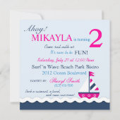 Scheepvaart Ahoy! Girl Birthday Invite Square 2 Kaart (Achterkant)