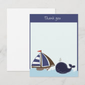 Scheepvaart Ahoy Mate Navy 4x5 Flat Dank u wel Notitiekaartje (Voorkant / Achterkant)