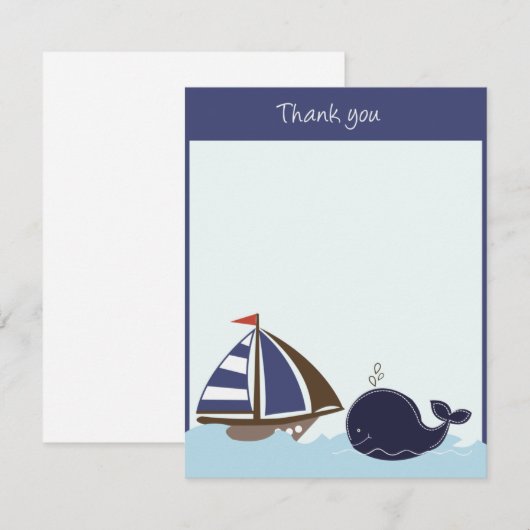 Scheepvaart Ahoy Mate Navy 4x5 Flat Dank u wel Notitiekaartje (Voorkant / Achterkant)