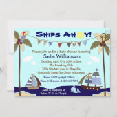 Scheepvaart Ahoy Nautical Baby shower Invitation Kaart (Voorkant)