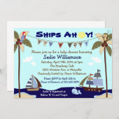Scheepvaart Ahoy Nautical Baby shower Invitation Kaart (Voorkant / Achterkant)