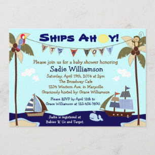 Scheepvaart Ahoy Nautical Baby shower Invitation Kaart