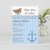 Scheepvaart Ahoy Nautical Boy Baby shower Kaart (Staand voorkant)