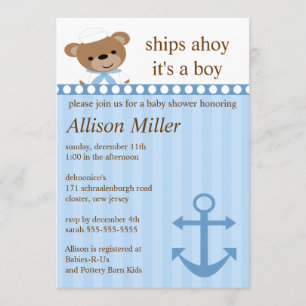 Scheepvaart Ahoy Nautical Boy Baby shower Kaart