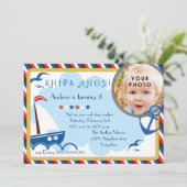 Scheepvaart Ahoy nautical verjaardagsuitnodiging Kaart (Staand voorkant)