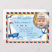 Scheepvaart Ahoy nautical verjaardagsuitnodiging Kaart (Voorkant / Achterkant)