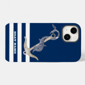 Scheepvaart,Anker Dolfijn Marineblauw Gestreepd Case-Mate iPhone Case (Achterkant (horizontaal))
