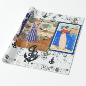 SCHEEPVAART ART DECO SCHOONHEID MODE MET ANKERS CADEAUPAPIER (Uitgerold)