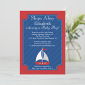 Scheepvaart Baby shower Ahoy Nautical Sailboot Boy Kaart (Staand voorkant)