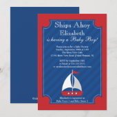 Scheepvaart Baby shower Ahoy Nautical Sailboot Boy Kaart (Voorkant / Achterkant)