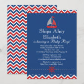 Scheepvaart Baby shower Ahoy Nautical Sailboot Boy Kaart (Voorkant / Achterkant)