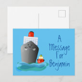 Scheepvaart en cartoon sleepboot briefkaart (Voorkant / Achterkant)