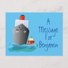 Scheepvaart en cartoon sleepboot briefkaart