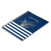 Scheepvaart,Gouden Schelpen Marine Blauwe Strepen  Notitieboek (Linkerzijde)