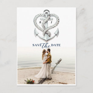 Scheepvaart Hart Touw Anker Foto Save the Date Aankondigingskaart