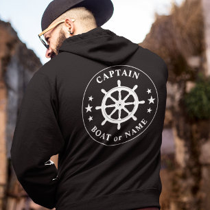 Scheepvaart Helm Wheel Stars Kapitein of Boat Name Hoodie