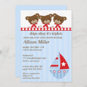 Scheepvaart Het Baby shower van TRIPLET Kaart (Voorkant / Achterkant)