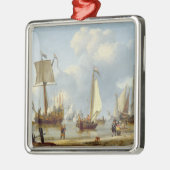 Scheepvaart in Calm Water met cijfers van de kust Metalen Ornament (Links)