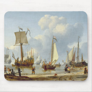 Scheepvaart in Calm Water met cijfers van de kust Muismat