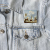 Scheepvaart in Calm Water met cijfers van de kust Vierkante Button 5,1 Cm (In situ)