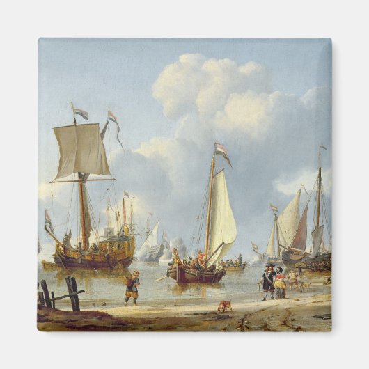 Scheepvaart in Calm Water met figuren van de kust Magneet (Voorkant)