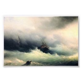 Scheepvaart in een Storm, Ivan Constantinovich Aiv Foto Afdruk