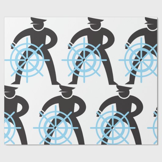 Scheepvaart kapitein bij de helm cadeaupapier (Vlak)